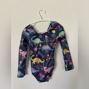 Small Shop Shiny Colourful Dinosaur Print Long Sleeve Leotard 4T